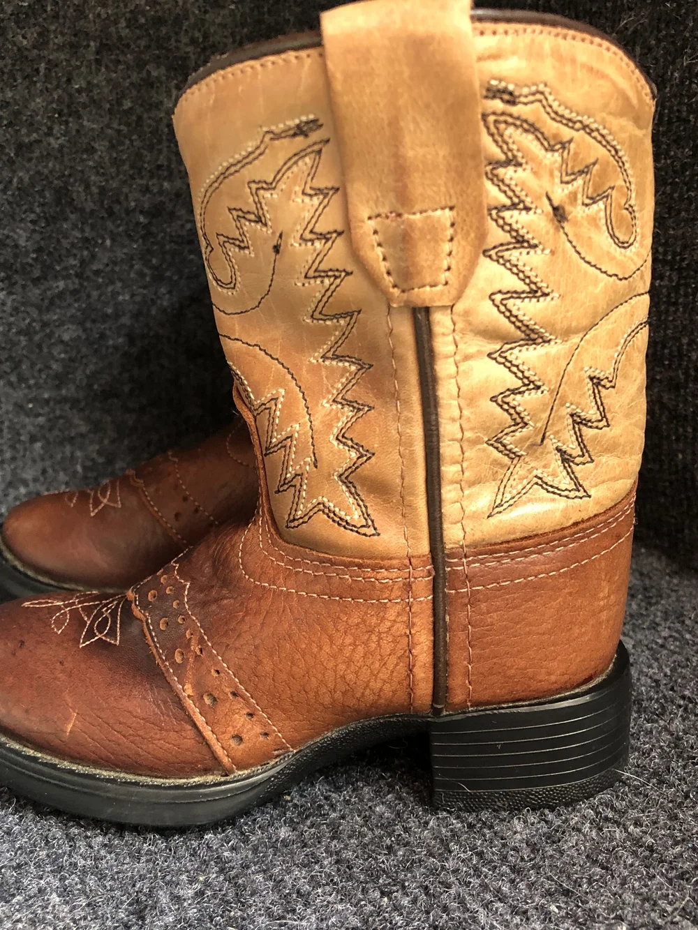Old West Kids Two-Tone Brown & Tan Cowboy Boots